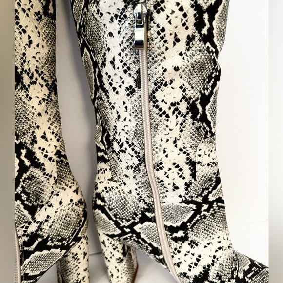 Pretty Little Thing Faux Snake Knee High Boots - Picture 5 of 11